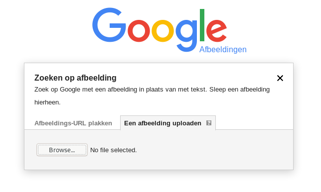 Google Images, waar je een foto kunt uploaden